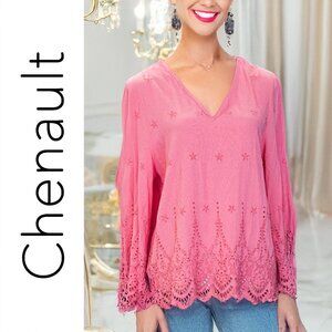 Chenault Pink Eyelet Blouse – Feminine & Breezy! 💕